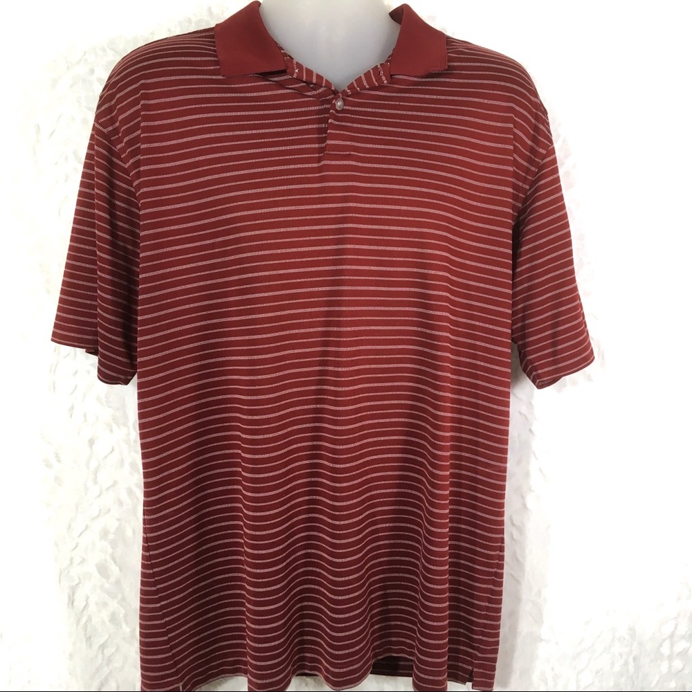 Nike Golf Polo Mens Size Large Red/ White Stripes
